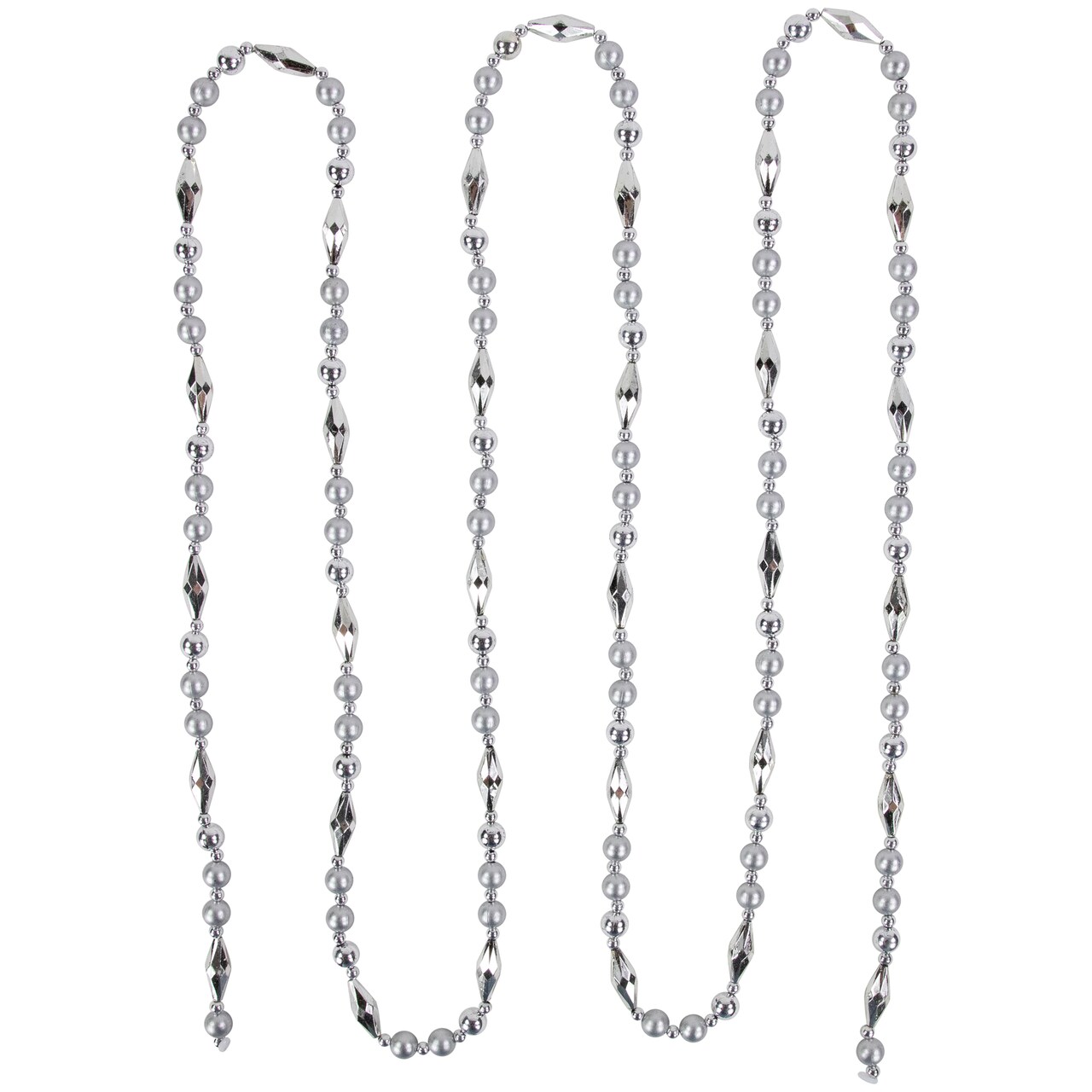 Northlight Shiny and Matte Beaded Christmas Garland - 9' x .5" - Silver - Unlit